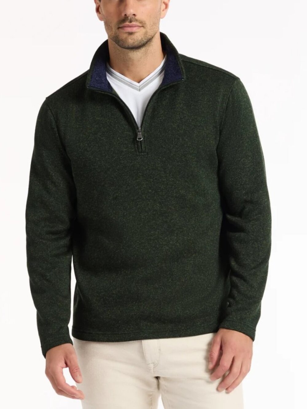 Robert Graham Kenwood Long Sleeve 1/4 Zip Sweater Deep Forest Green LARGE